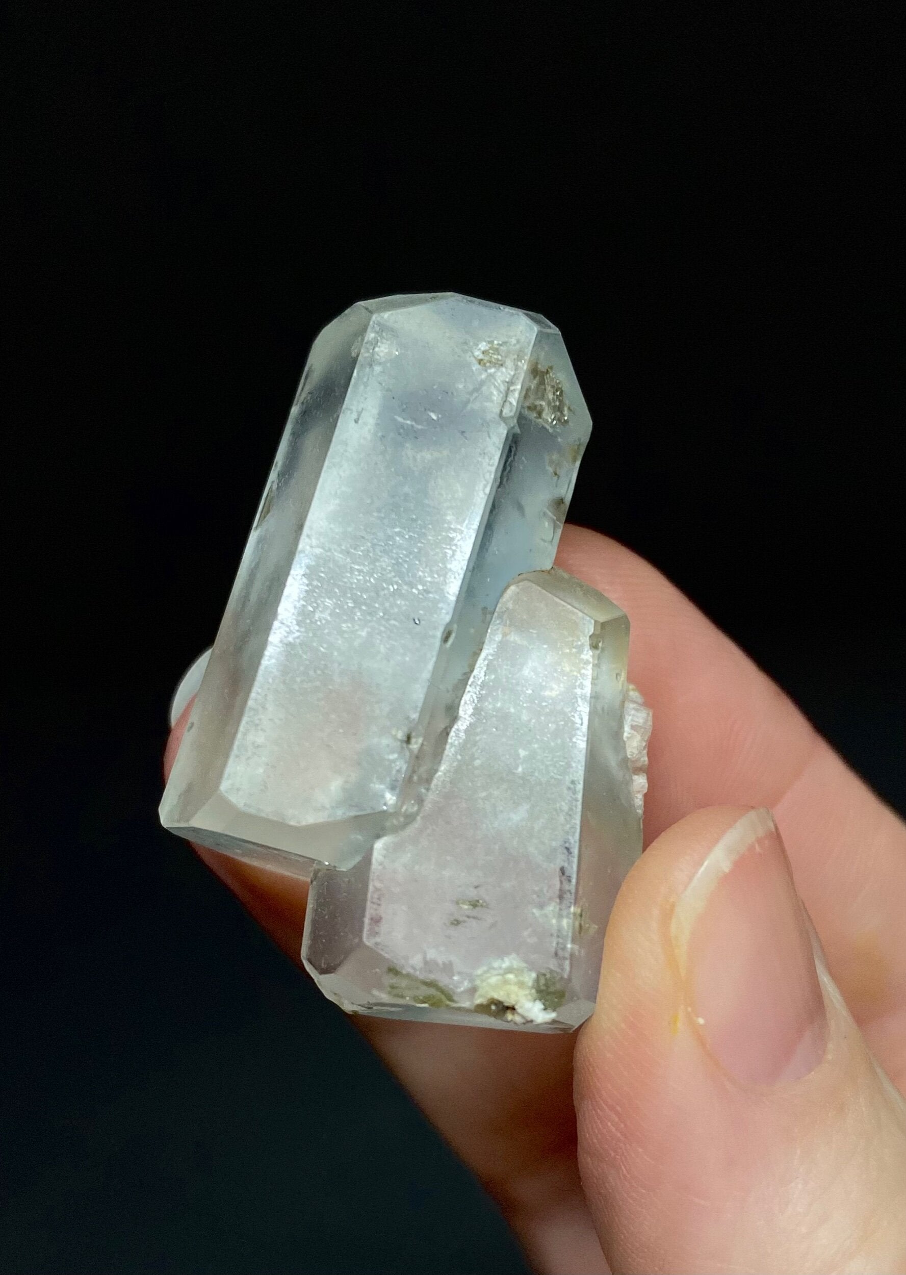 Double Terminated Aquamarine Crystal Cluster with Apatite