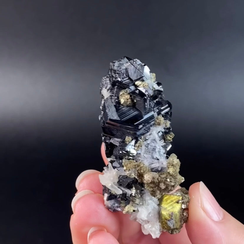Sphalerite Cluster with Pyrite and Quartz from Trepça Mines, Kosovo