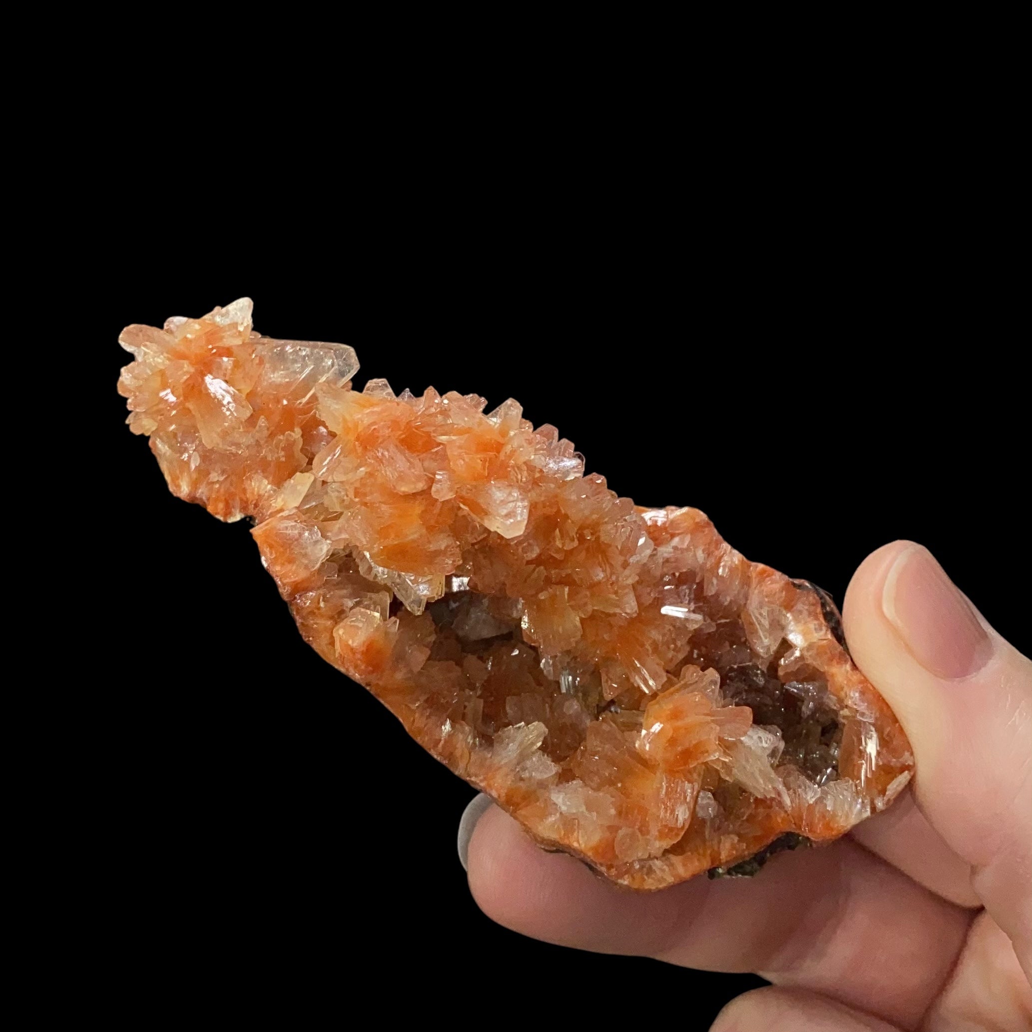 Orange & Clear Heulandite Fan Crystal Cluster