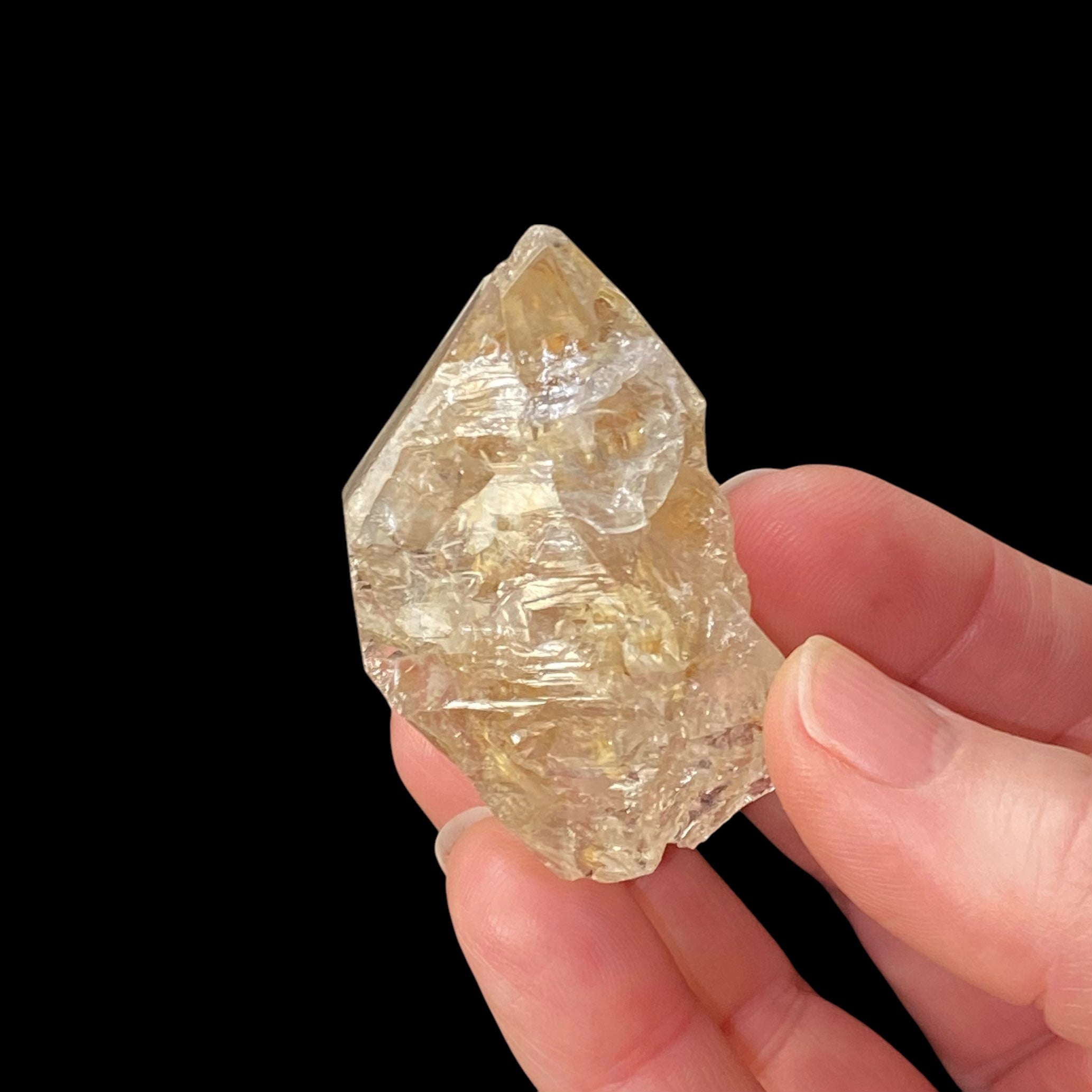 Fenster Petroleum Quartz Crystal with Orange Fluorescent Inclusions