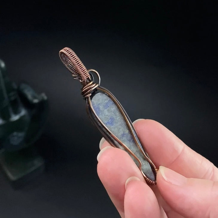 Lapis Lazuli and Copper Wire Wrapped Pendant