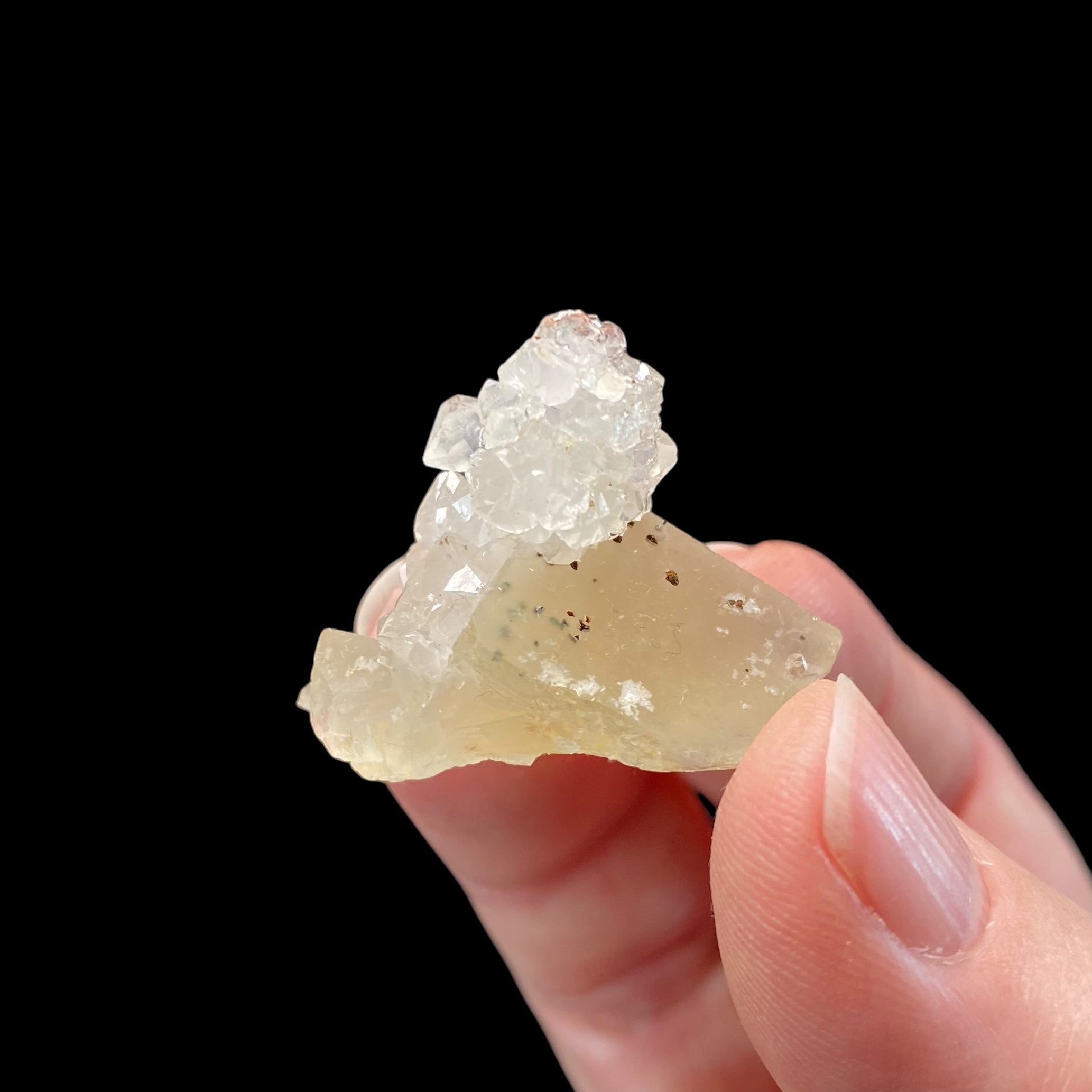 Pale Yellow Fluorite with Clear Quartz Crystals