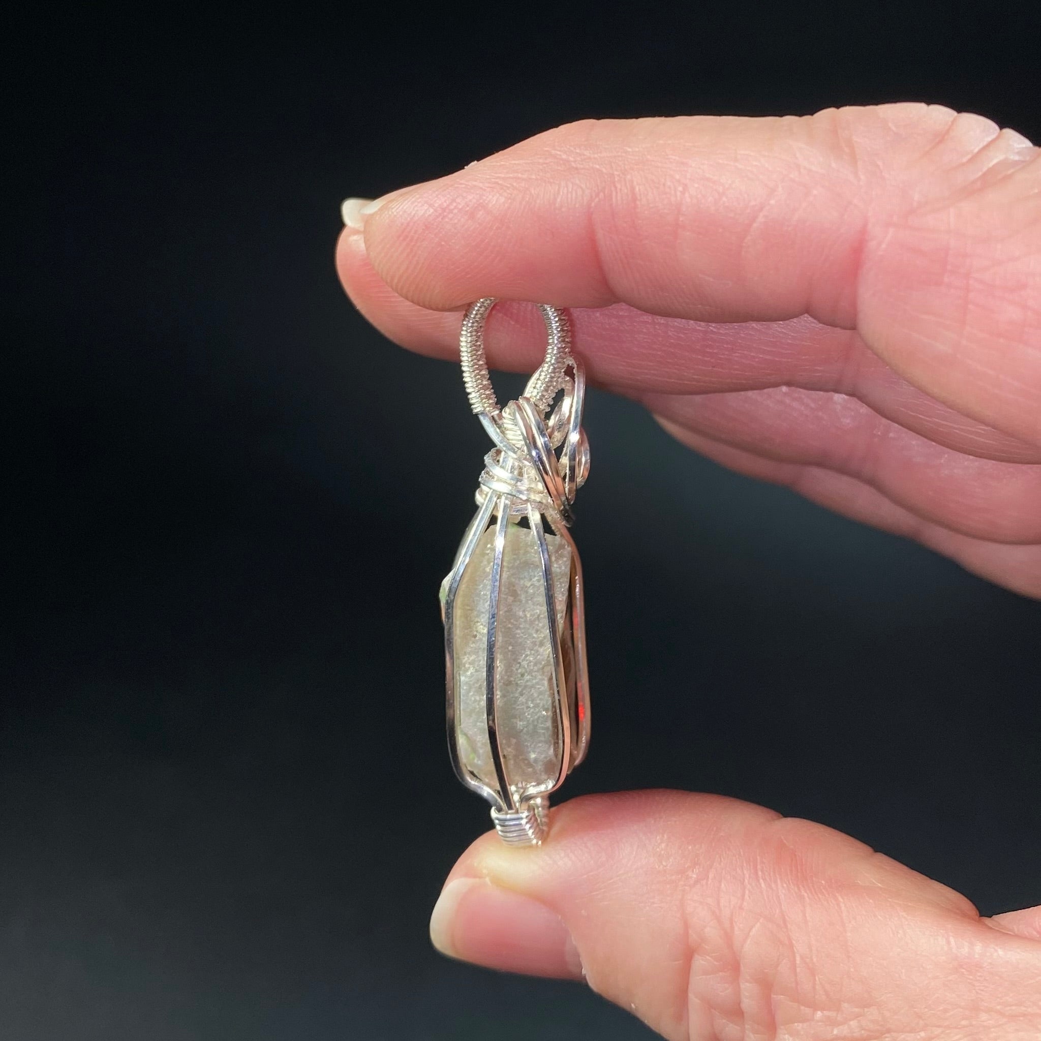 Ethiopian Welo Opal & Sterling Silver Wire Wrapped Pendant