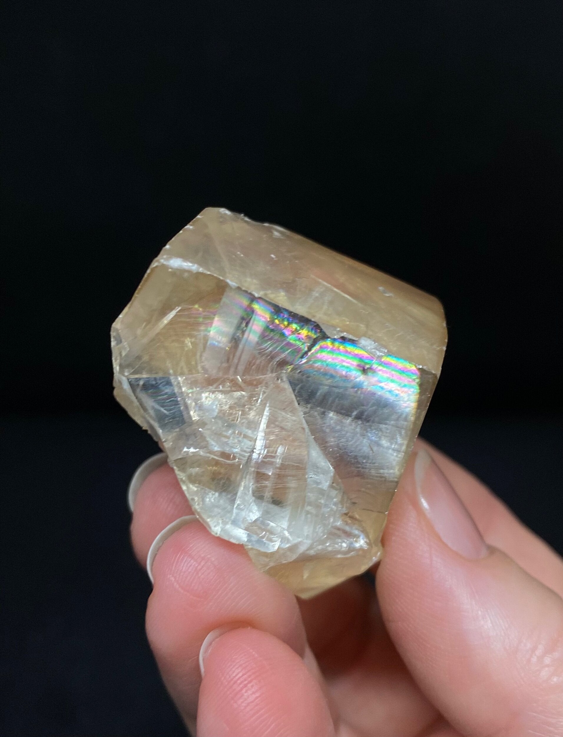 Light Golden Calcite Crystal with Rainbows