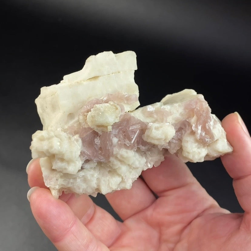 Pale Pink Tourmaline Crystals & Lepidolite Mica on Feldspar
