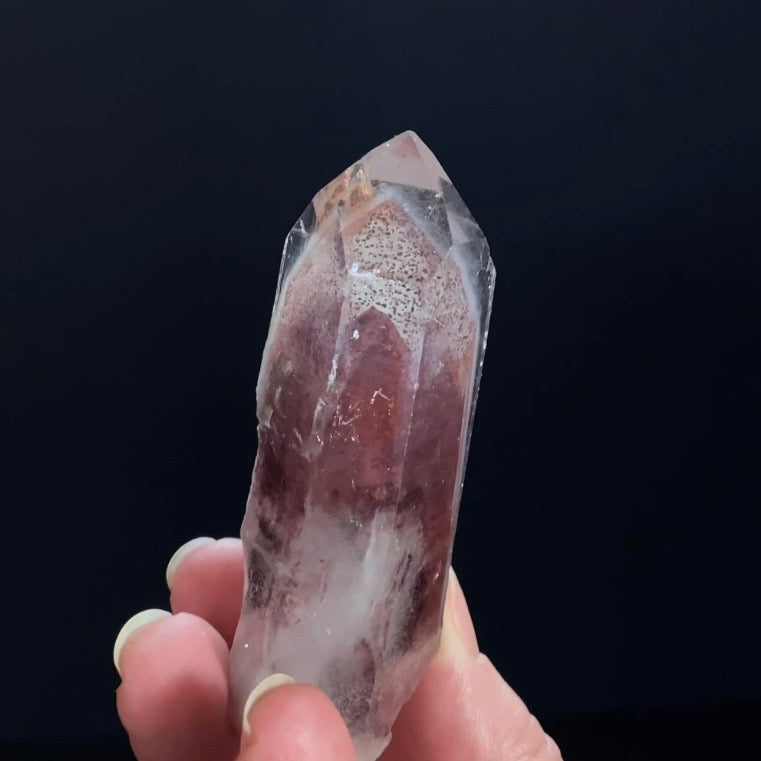 Red Hematite Double Phantom Sunset Quartz Dow Crystal - Tamil Nadu, India