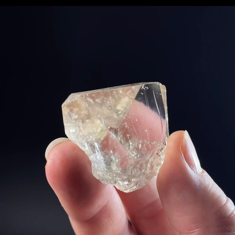 Fluorescent Clear Topaz Crystal with Chisel Shaped Termination