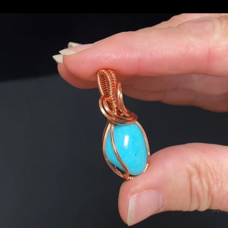 Turquoise & Copper Wire Wrapped Pendant