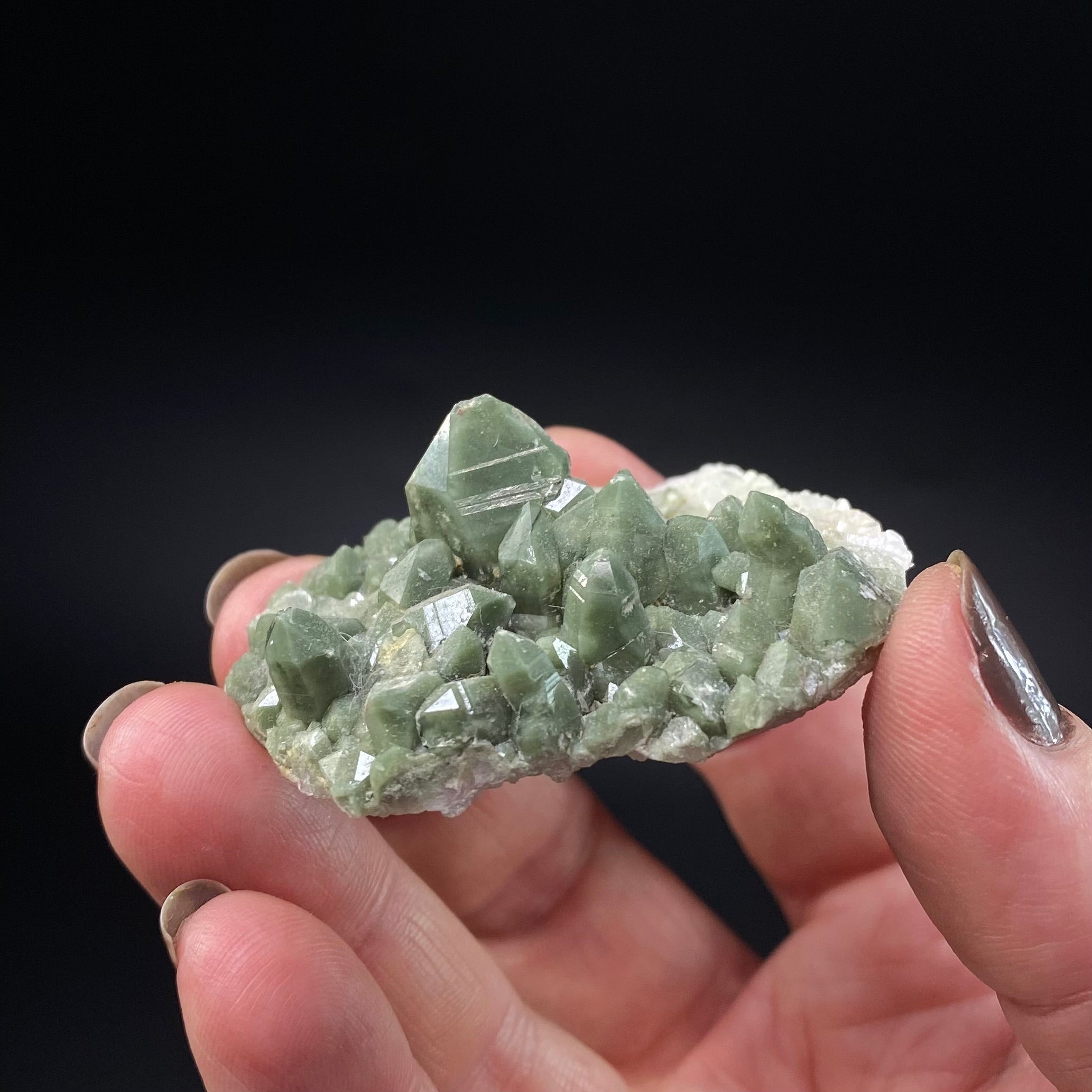 Lustrous Chlorite Included Quartz Cluster