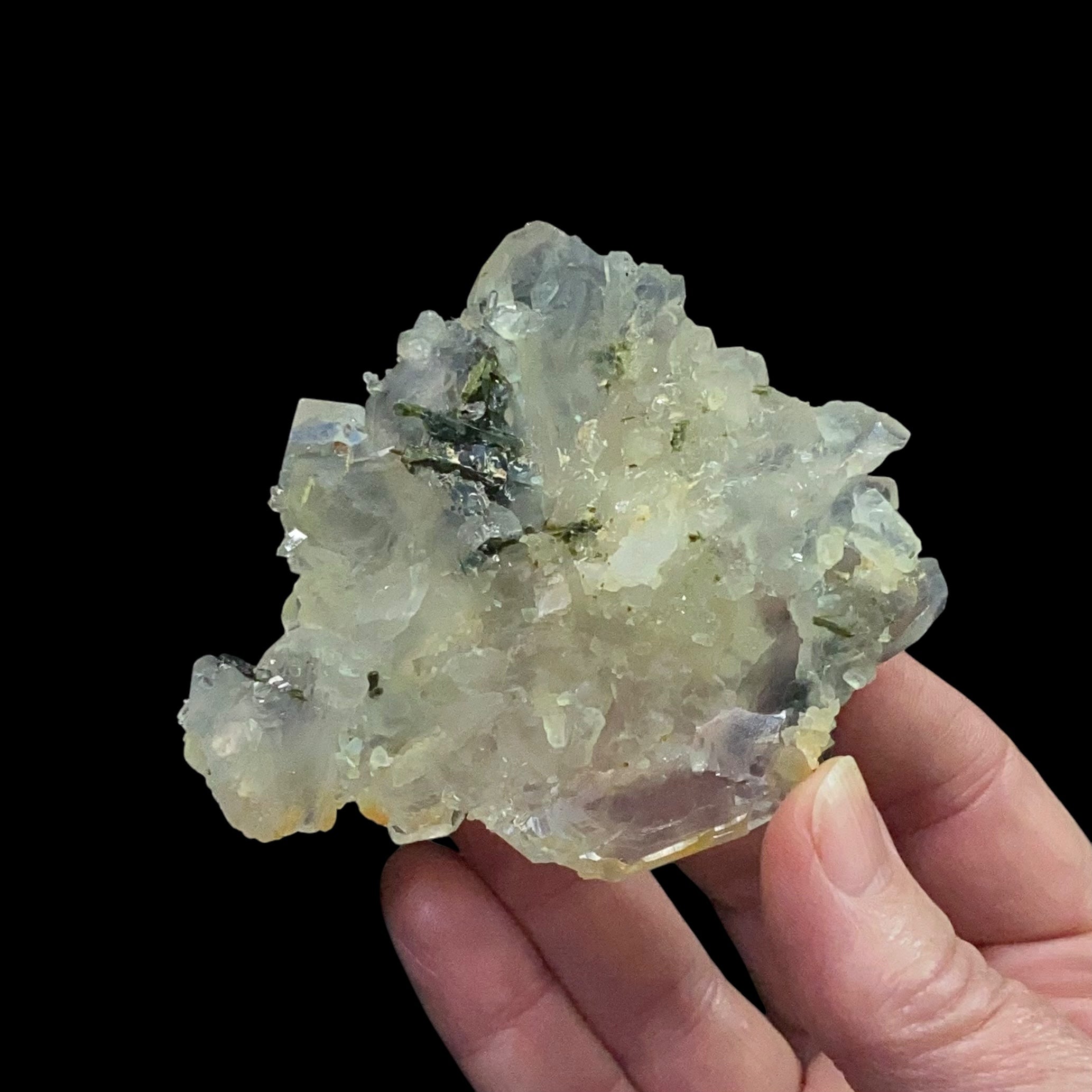 Quartz Crystal Cluster Plate with Epidote