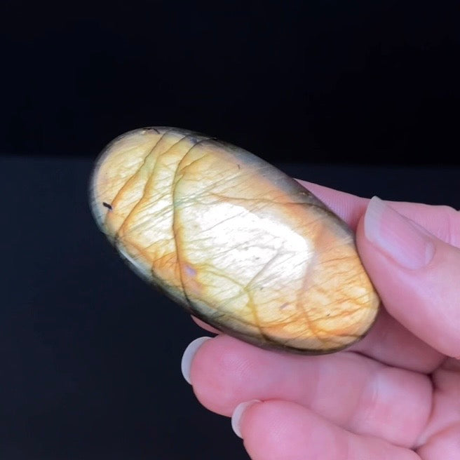 Golden Yellow Flash Labradorite Oval Shaped Cabochon