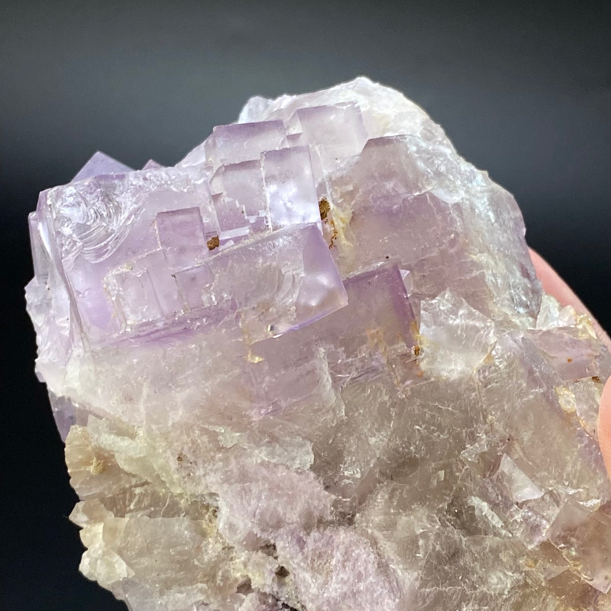 Cubic Pale Purple and Gray Fluorite Crystal Cluster from Cave in Rock, Illinois