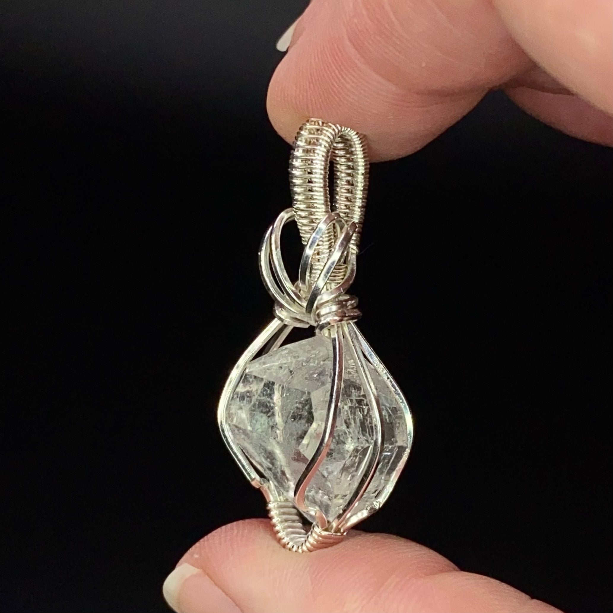 Raw Topaz Crystal & Sterling Silver Wire Wrapped Pendant