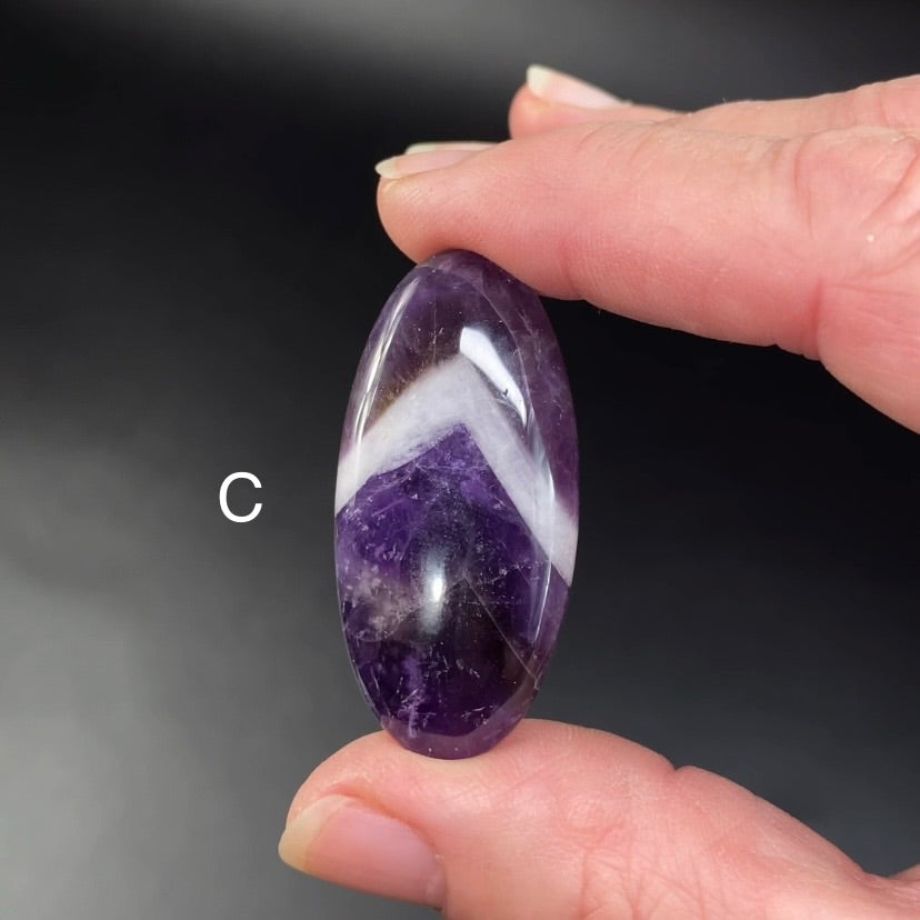 Chevron Purple Amethyst Oval Polished Cabochons - Choose Yours