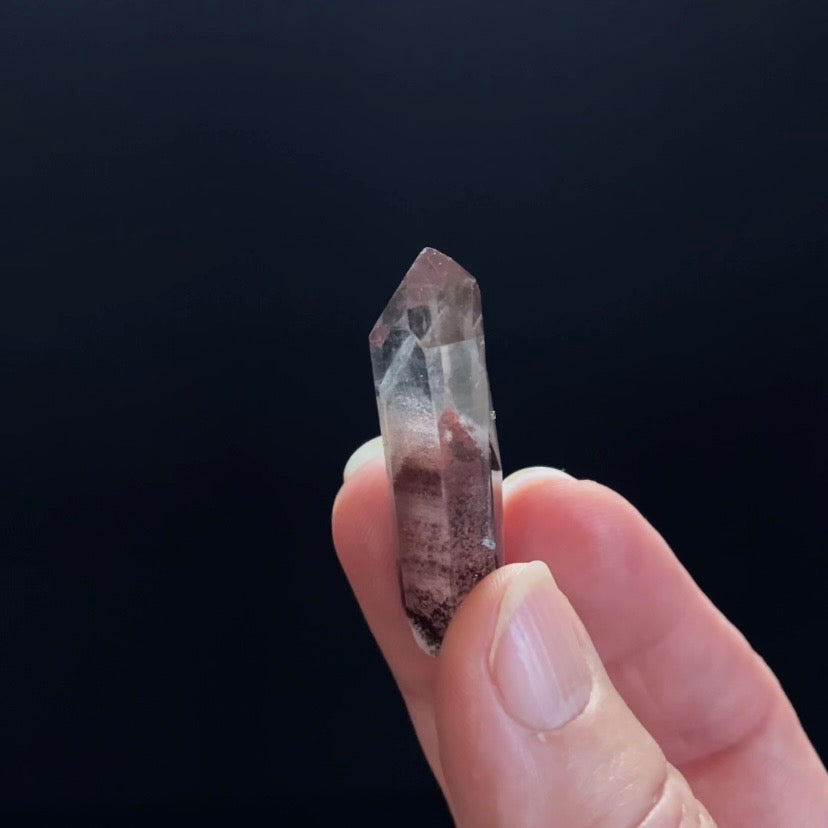 Red Hematite Phantom Sunset Quartz Crystal - Tamil Nadu, India