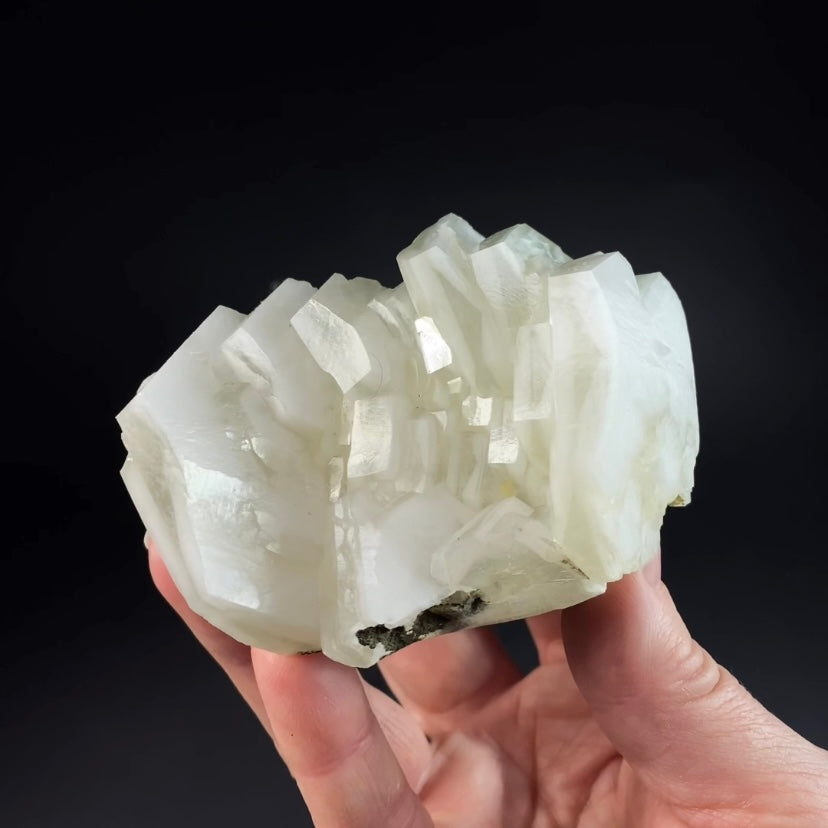 Fluorescent Hexagonal Sandwich Calcite Crystal Cluster