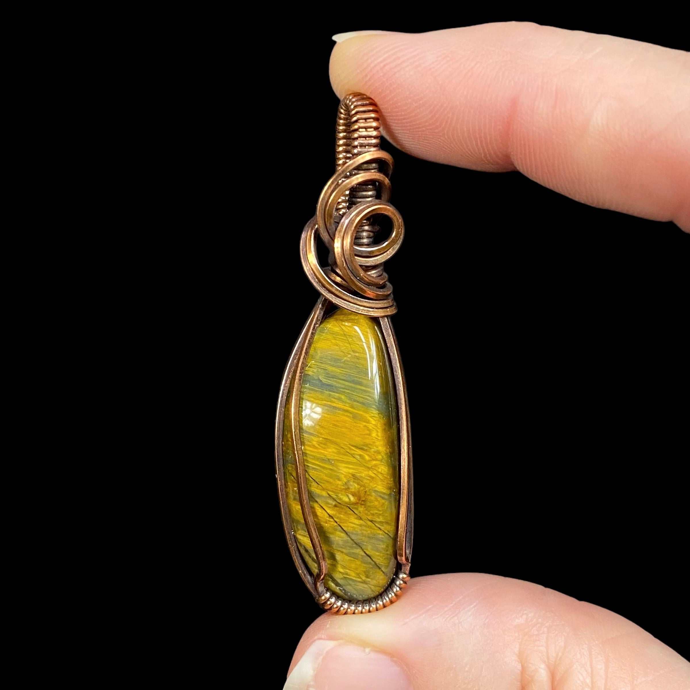 Tiger Eye & Copper Wire Wrapped Pendant