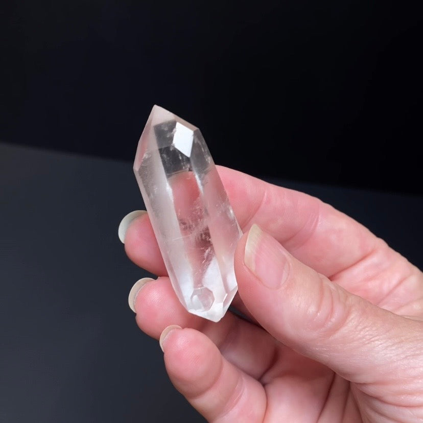Double Terminated Clear Quartz Crystal with Diamond Shaped Window