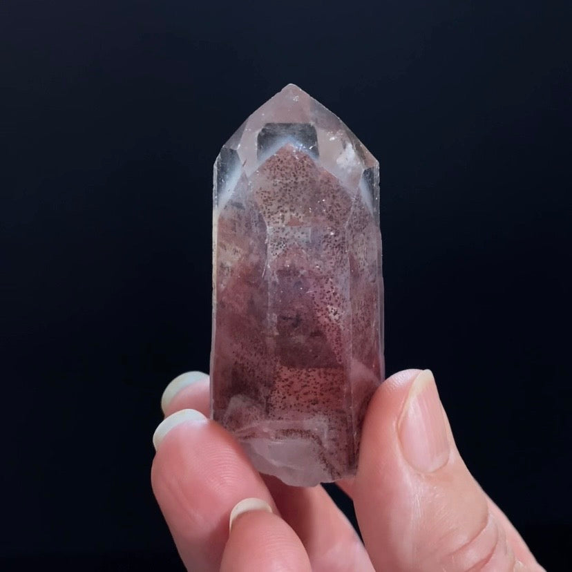Red Hematite Double Phantom Sunset Quartz Crystal - Tamil Nadu, India
