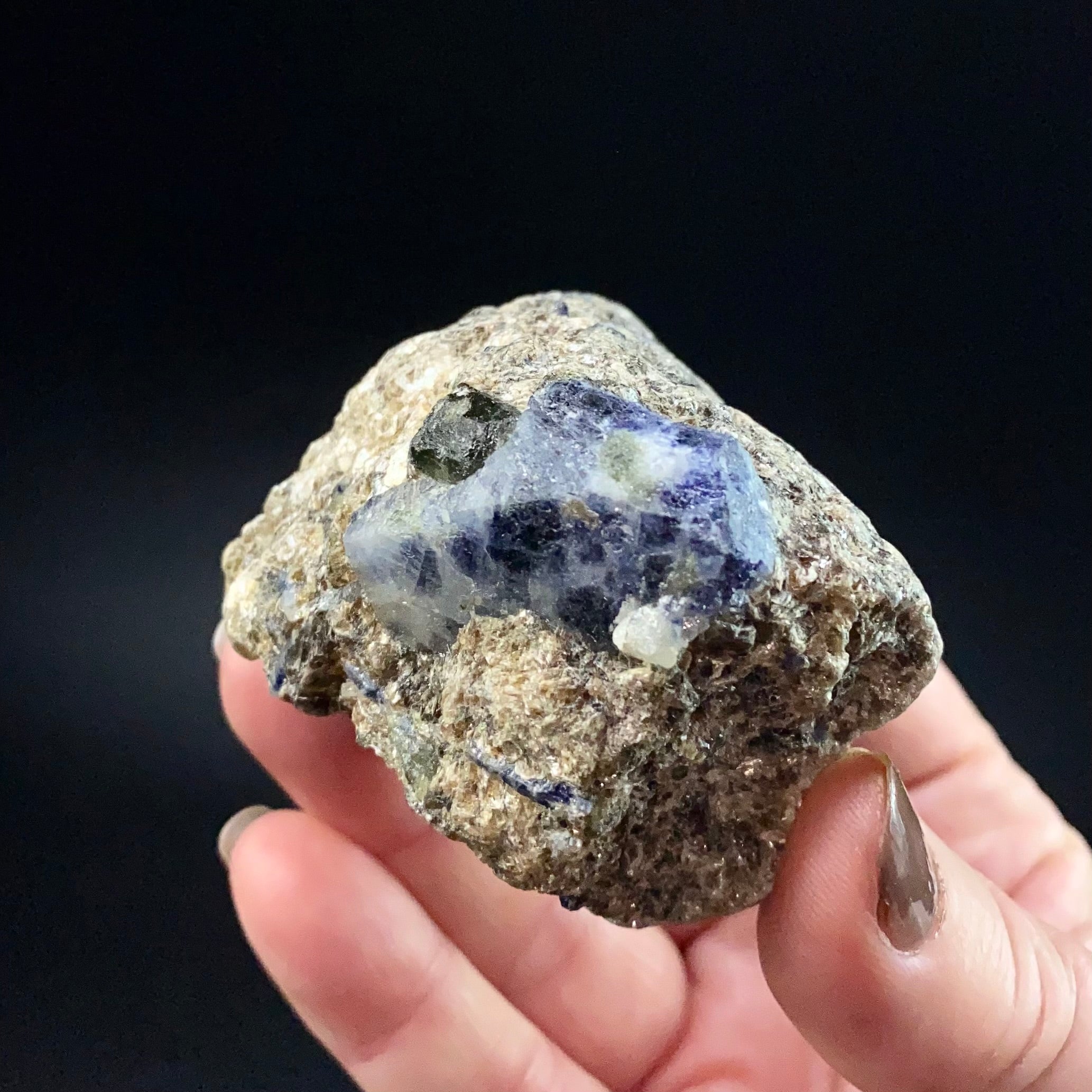 Sapphire with Dravite Tourmaline in a Mica Schist Matrix