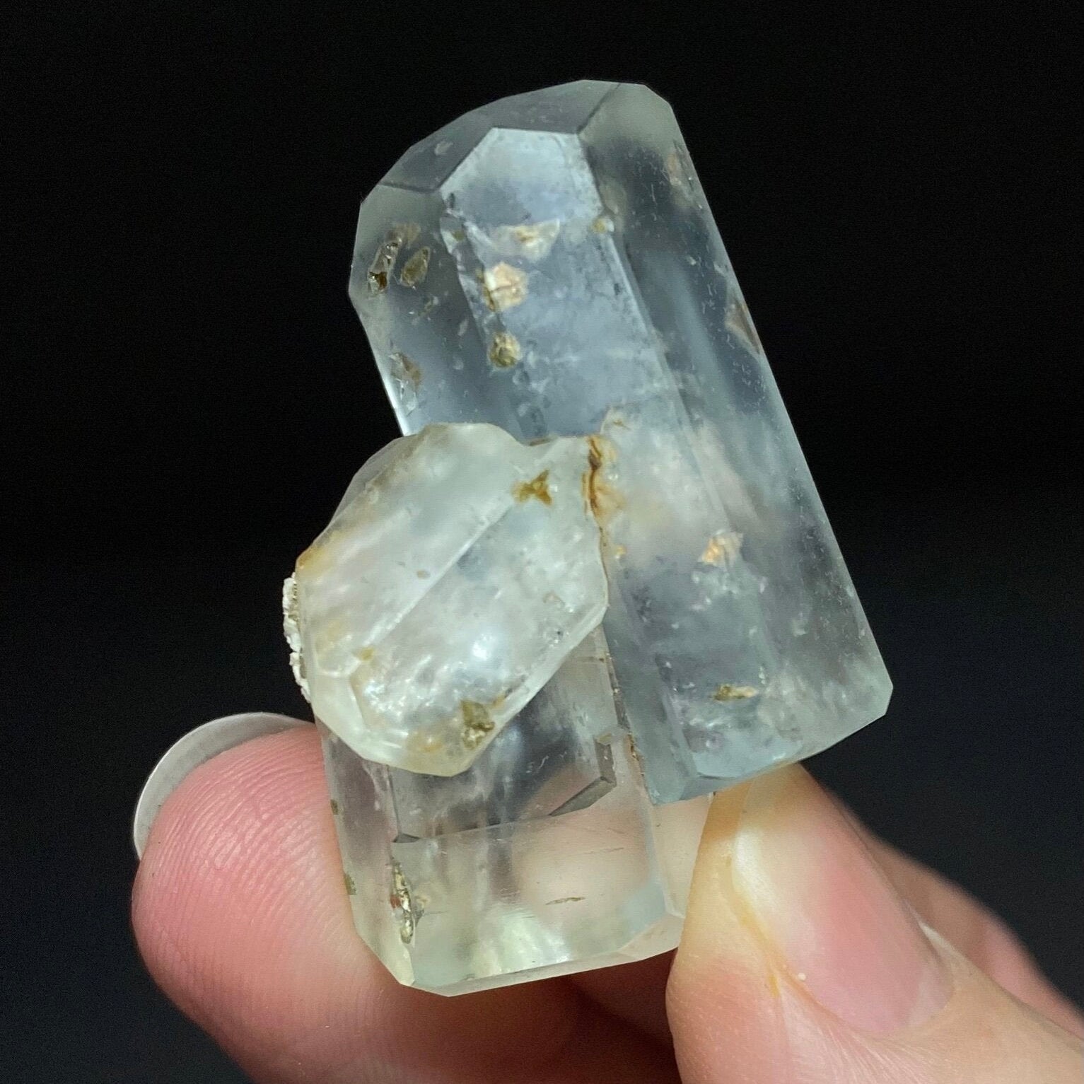 Double Terminated Aquamarine Crystal Cluster with Apatite