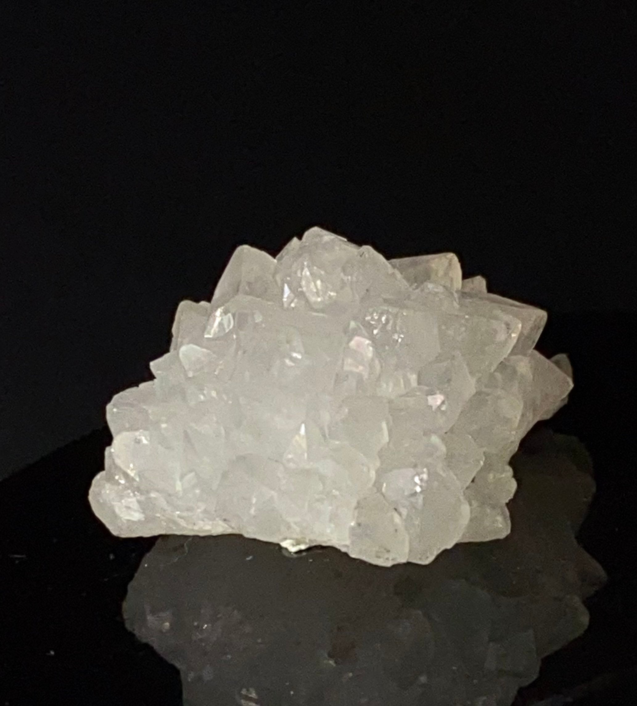 Clear Apophyllite Crystal Cluster with Rainbow Iridescence