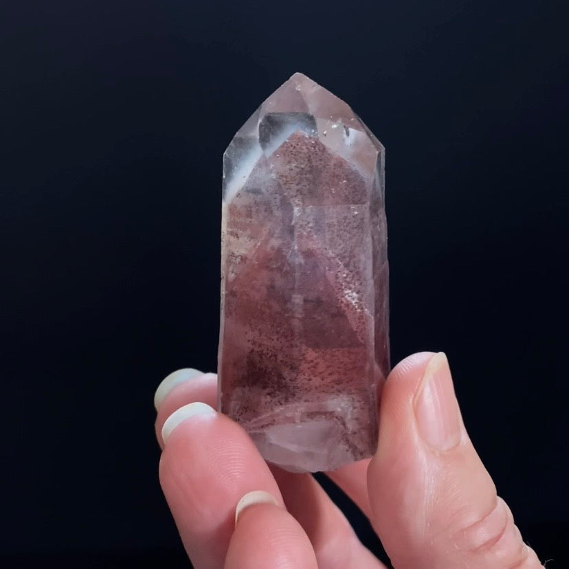 Red Hematite Double Phantom Sunset Quartz Crystal - Tamil Nadu, India