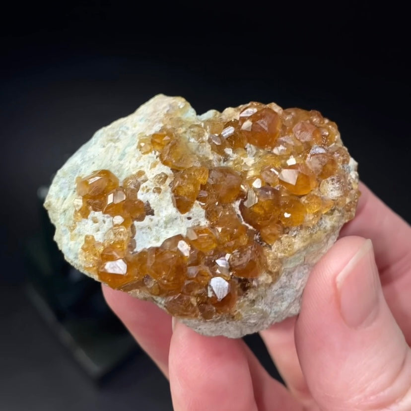 Orange Garnet Crystals on Matrix from Mohmand Agency, Pakistan