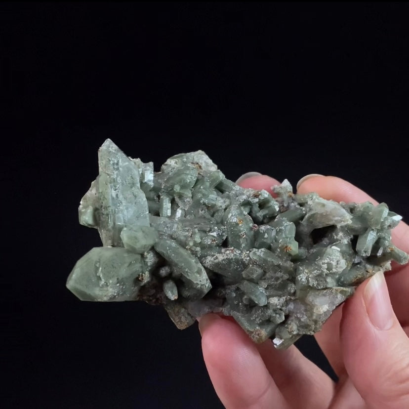 Lustrous Chlorite Included Quartz Cluster