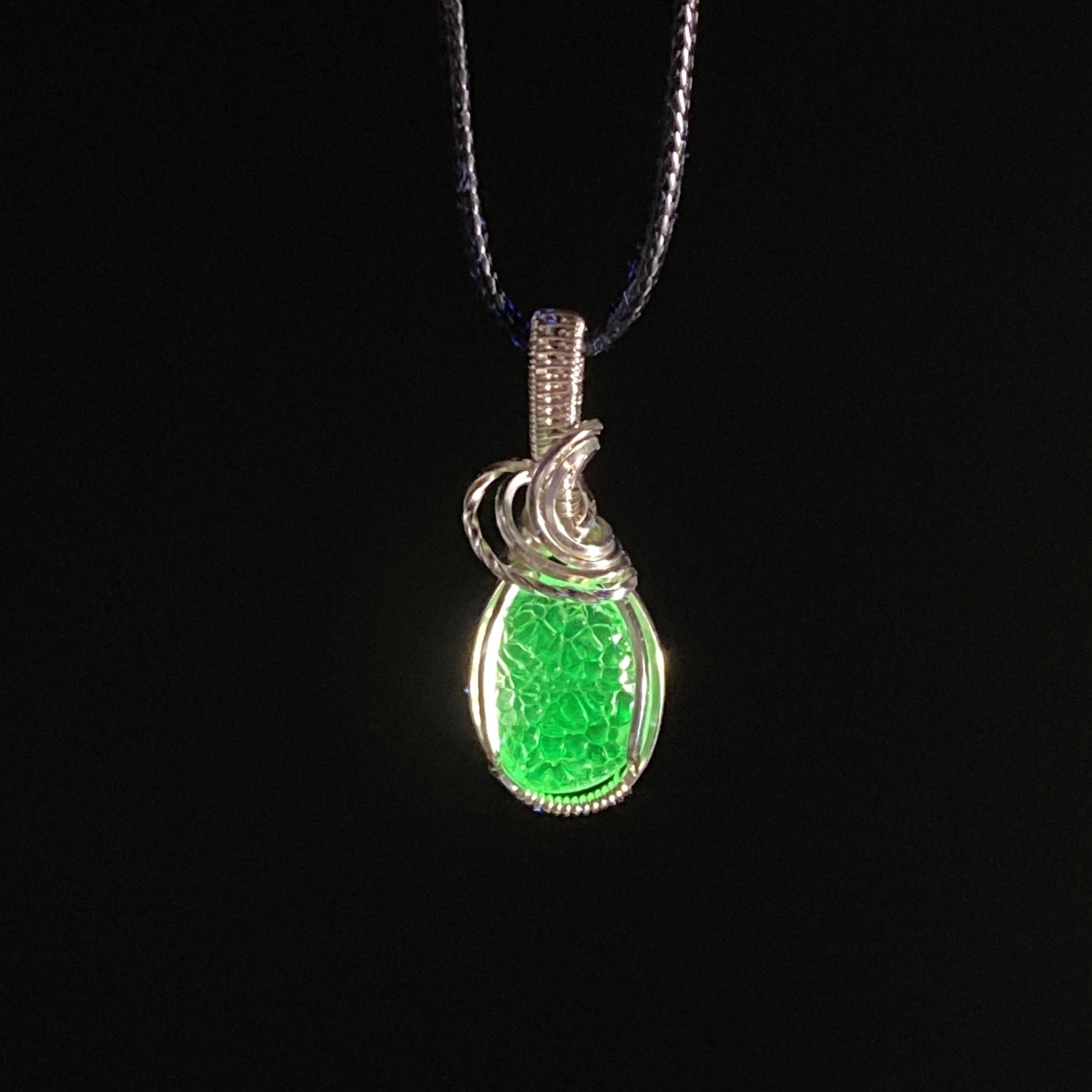 Hyalite Opal & Sterling Silver Wire Wrapped Pendant