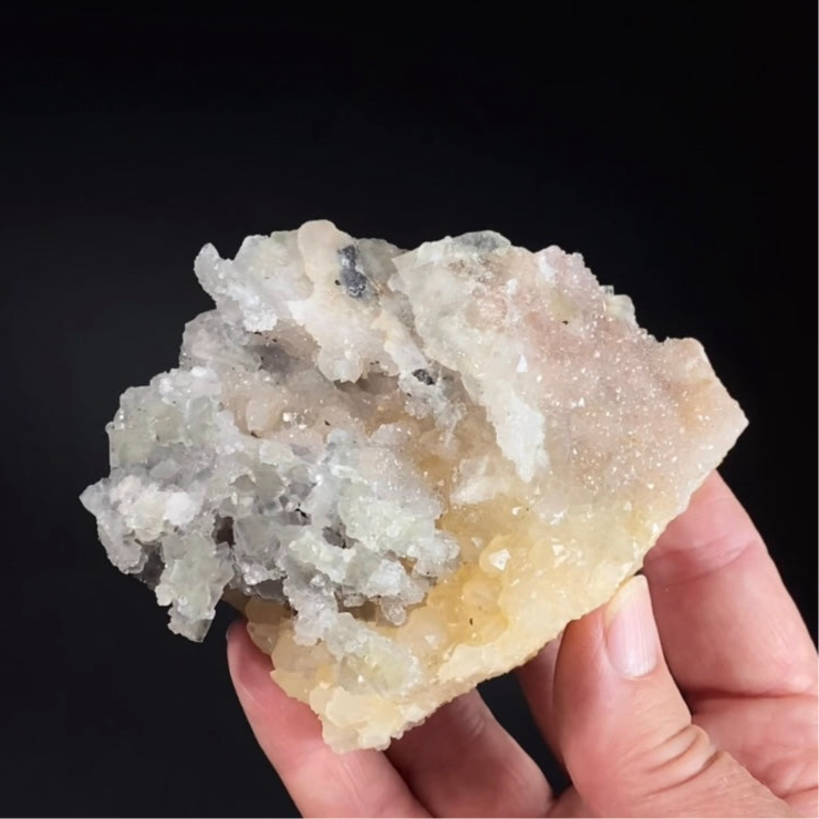 Pale Green Gray Cubic Fluorite Cluster with Amethyst