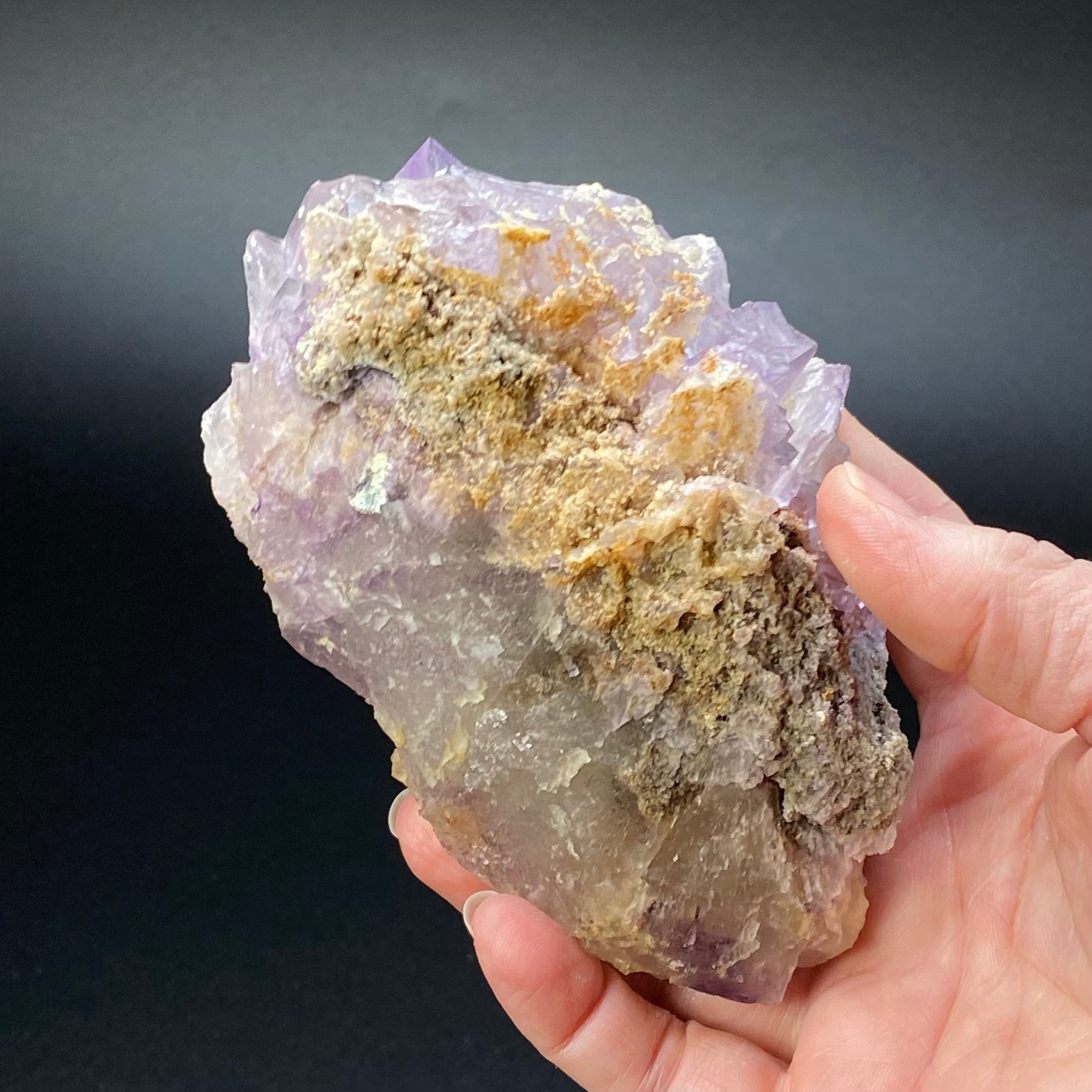 Cubic Pale Purple and Gray Fluorite Crystal Cluster from Cave in Rock, Illinois