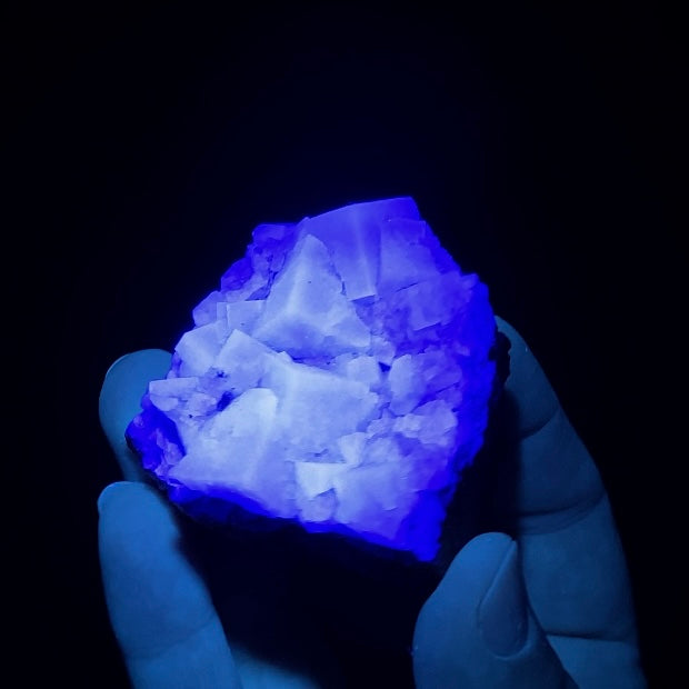 Diana Maria Mine Green Cubic Fluorite Cluster with Blue and White Fluorescence