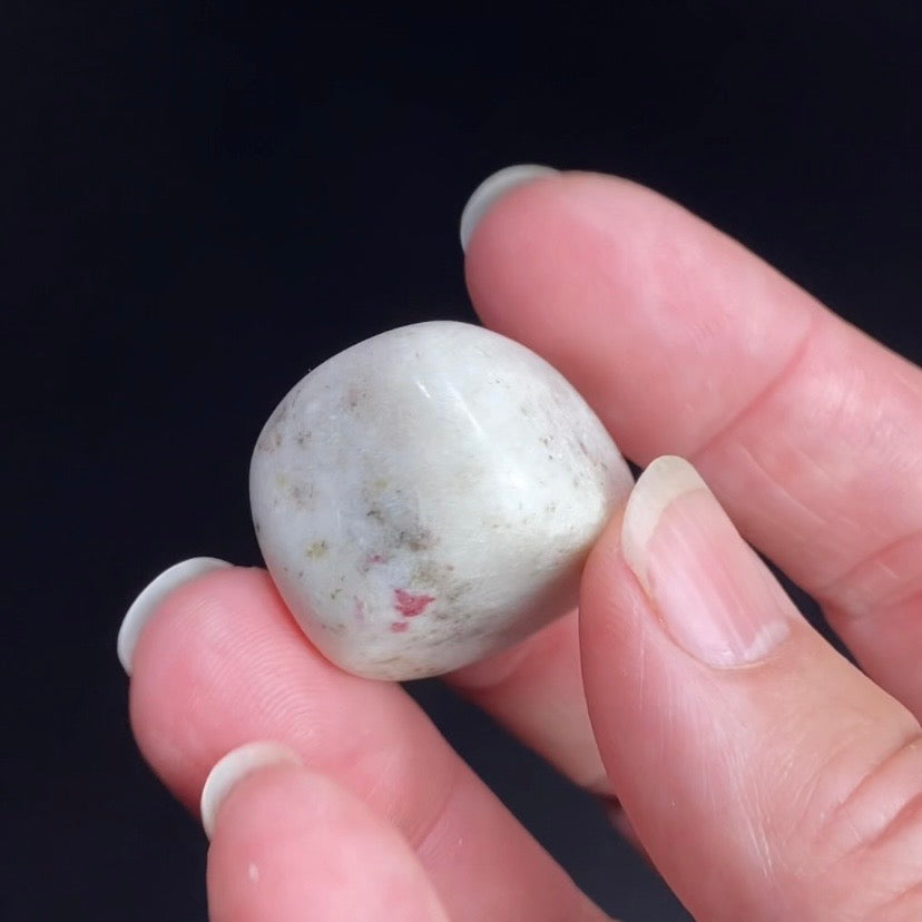 Thulite in Meionite aka Cherry Blossom or Rosalinda Tumbled Stone from Peru - Cinnabrite