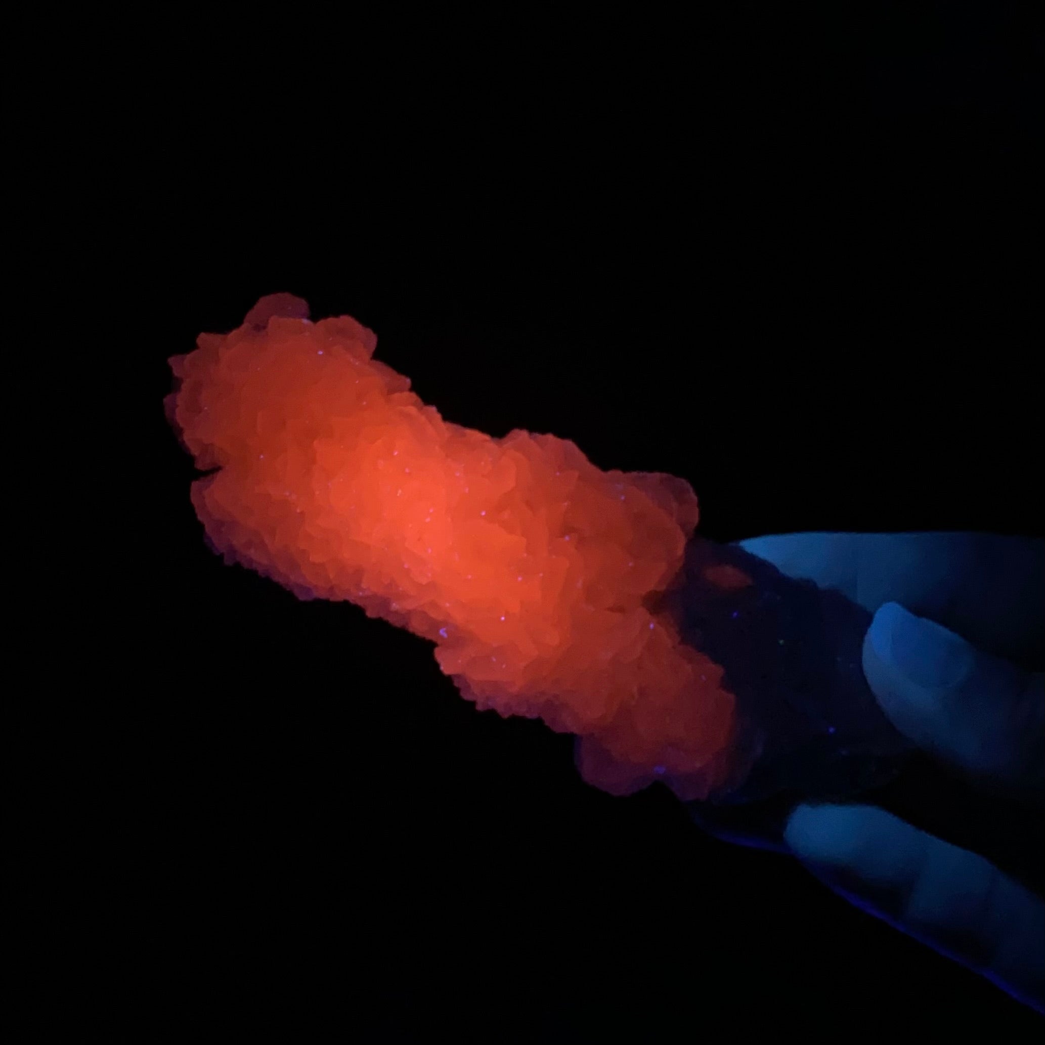 Rhodochrosite Cluster with Fluorescent Calcite from Trepça Mines, Kosovo