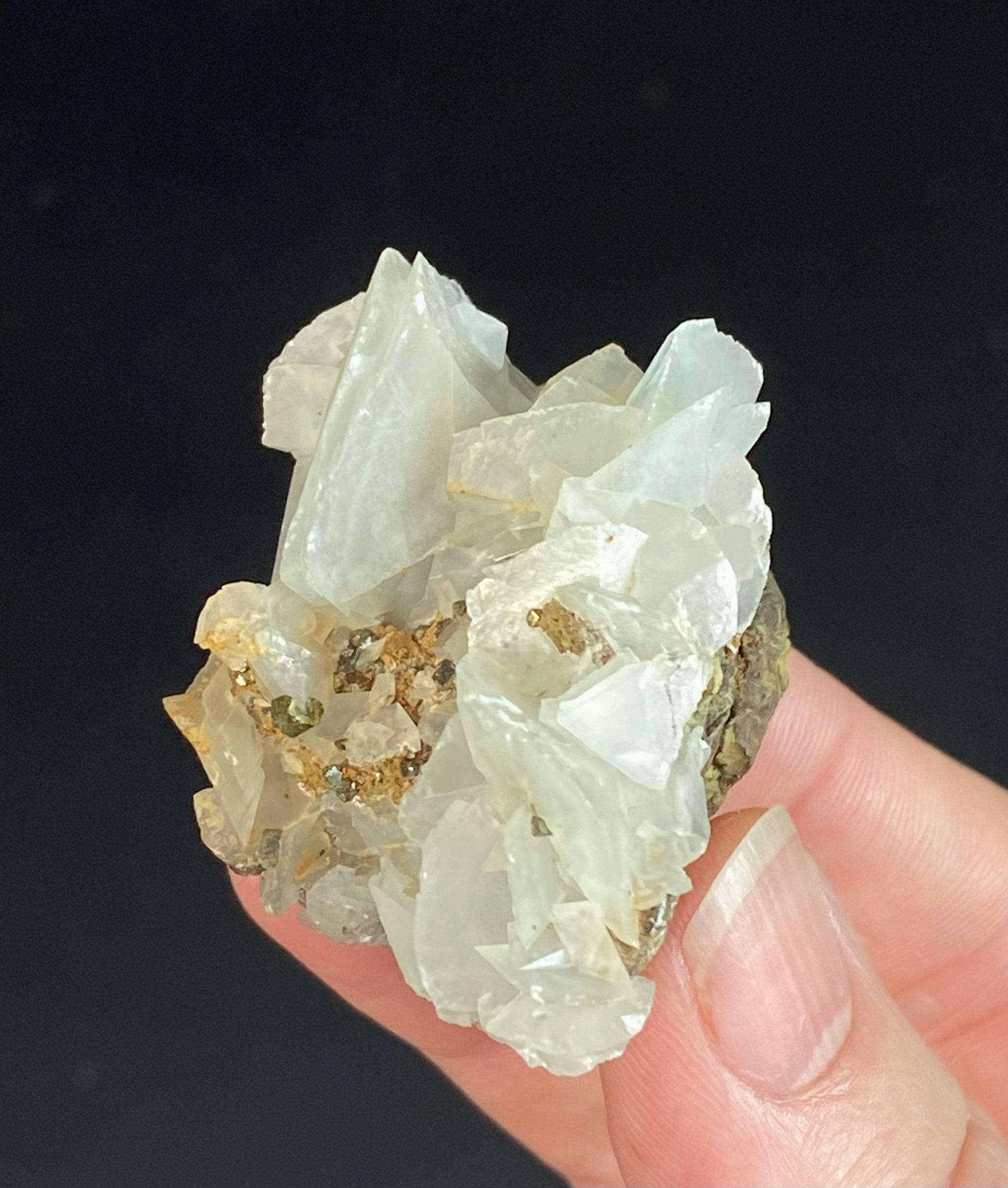 Fluorescent Calcite Specimen with Pyrite from Trepca Mine Complex, Kosovo