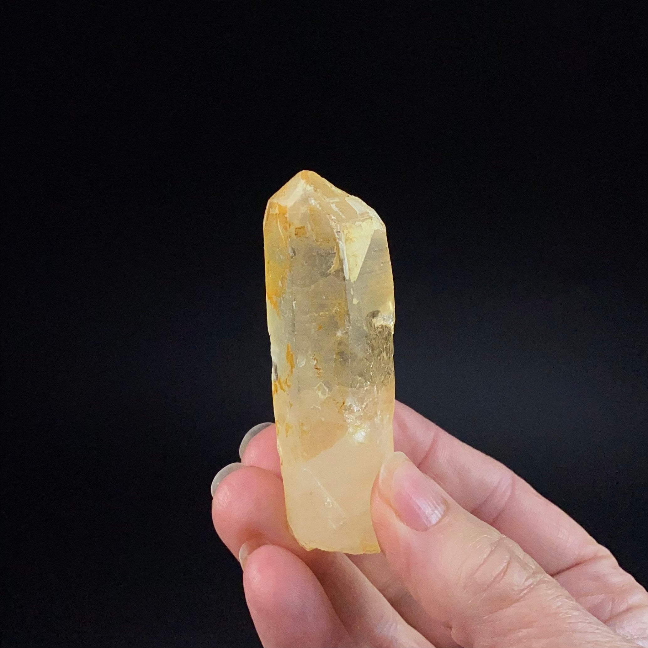 Golden Quartz Crystal with Natural Yellow Iron Oxide Surface Coating
