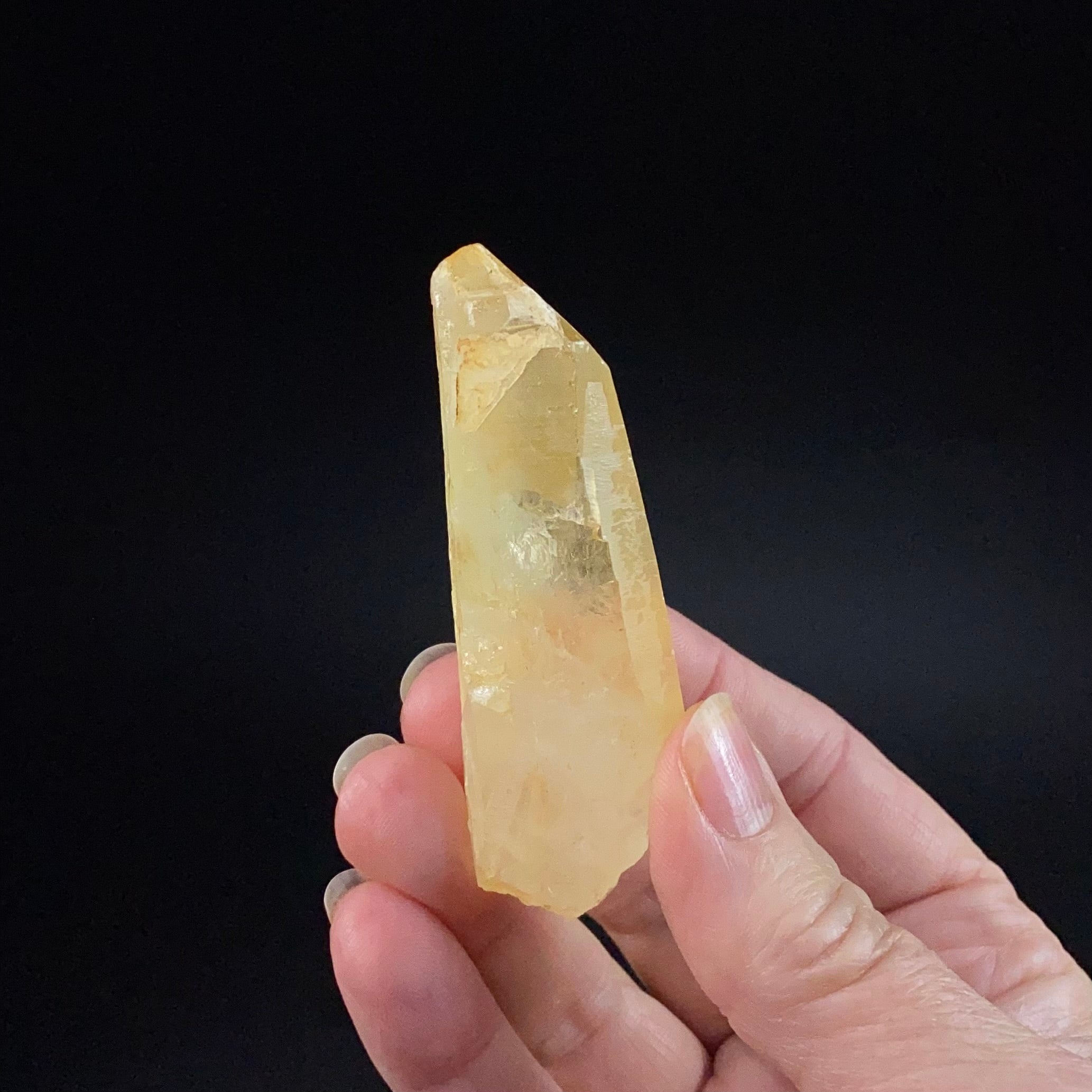 Golden Quartz Crystal with Natural Yellow Iron Oxide Surface Coating