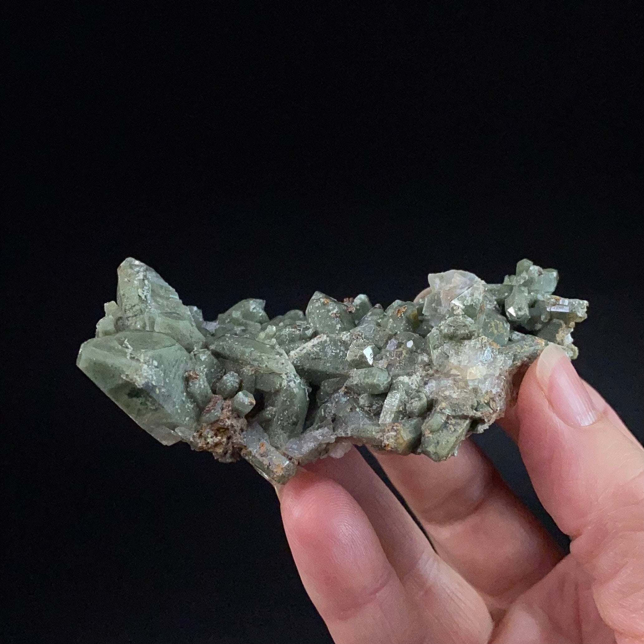 Lustrous Chlorite Included Quartz Cluster