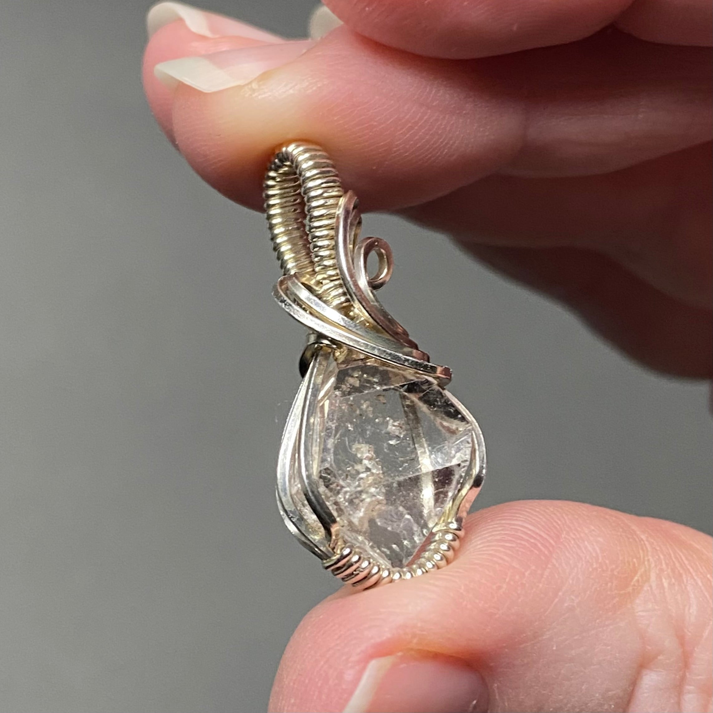 Raw Topaz Crystal & Sterling Silver Wire Wrapped Pendant