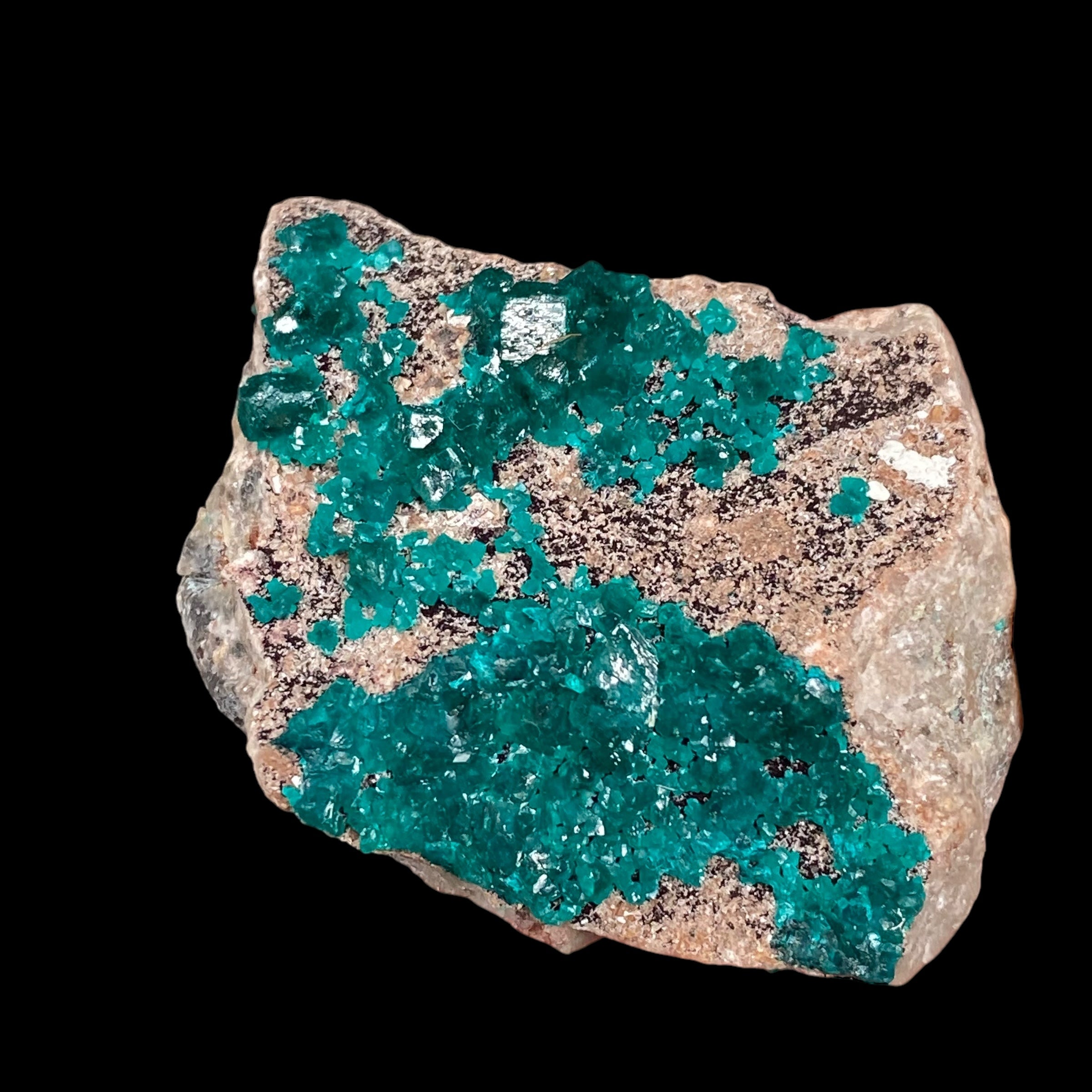 Dioptase Crystals on Sandy Quartz Rich Matrix