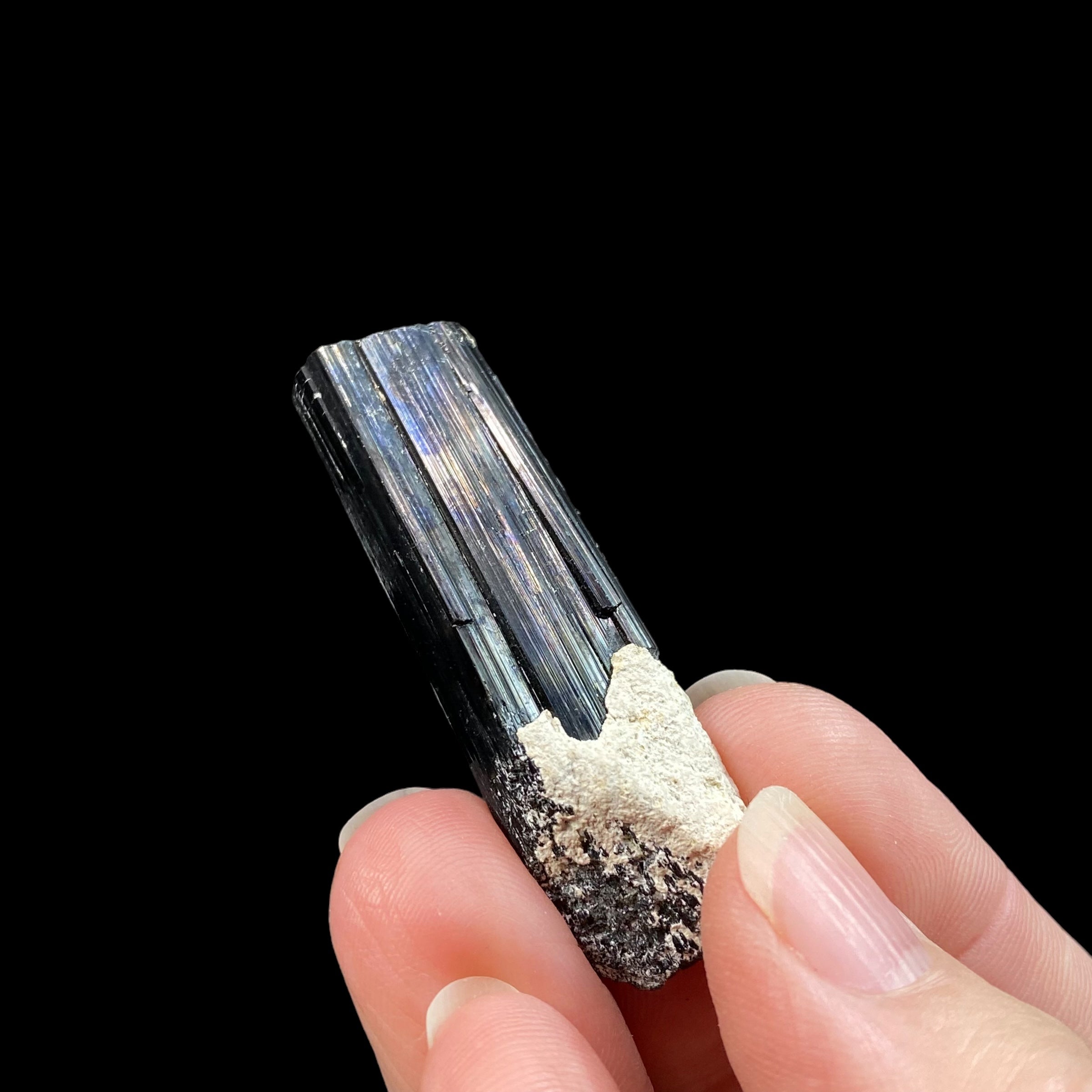 Black Tourmaline Schorl Crystal with Natural Iridescence