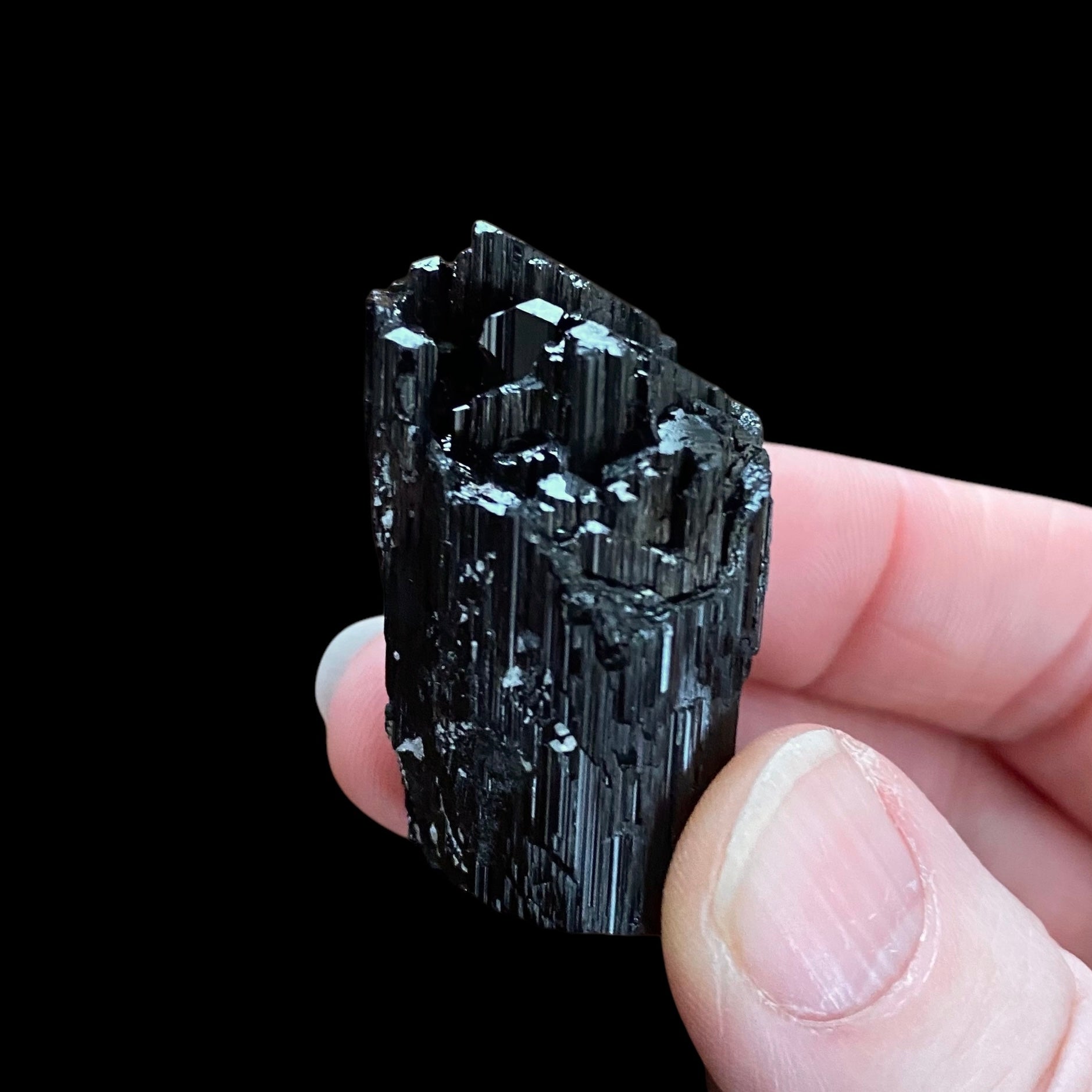 Etched Black Tourmaline Schorl Crystal