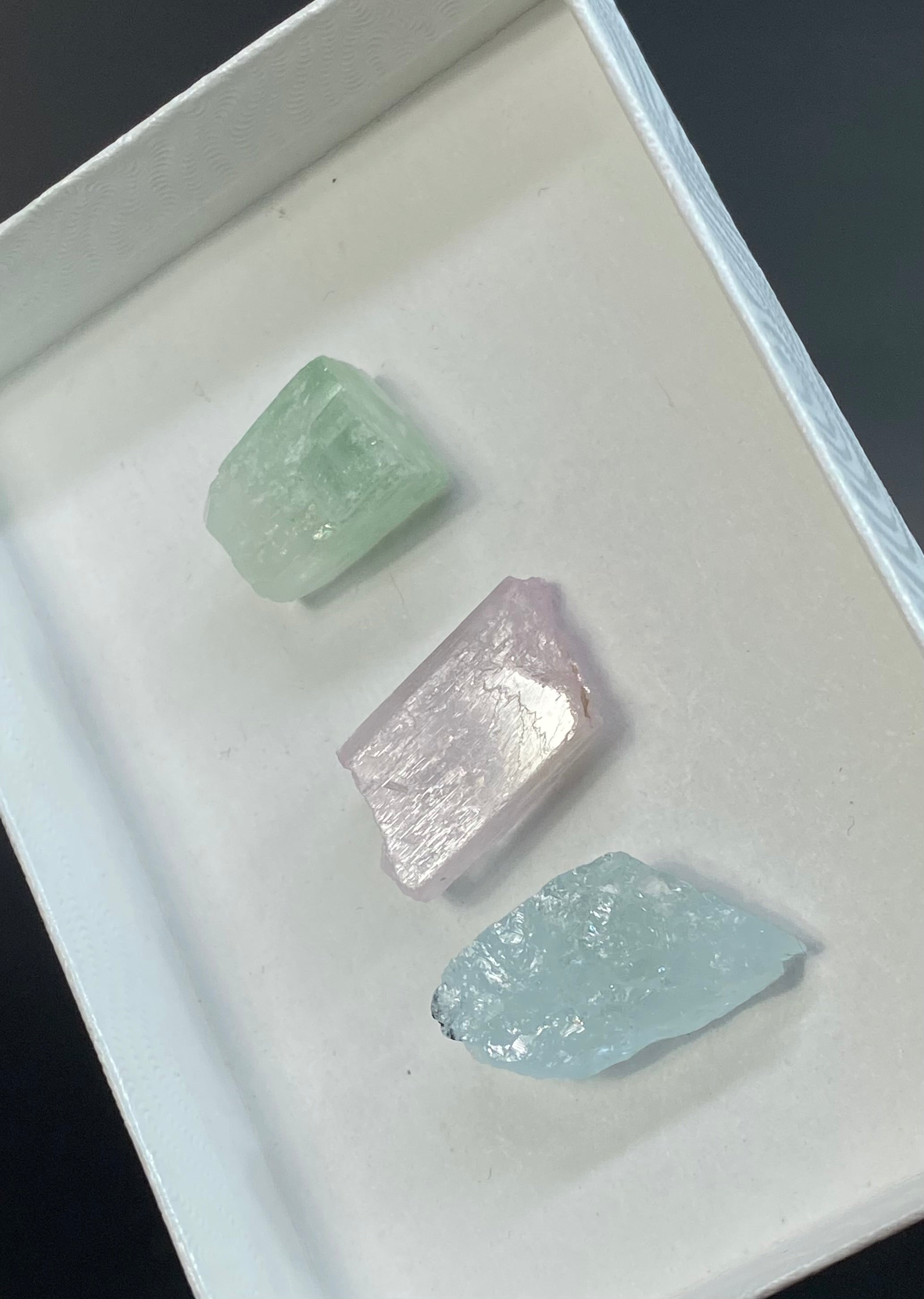 Beautiful Pastel Crystal Set - Emotional Healers - Kunzite, Green Apophyllite, Aquamarine