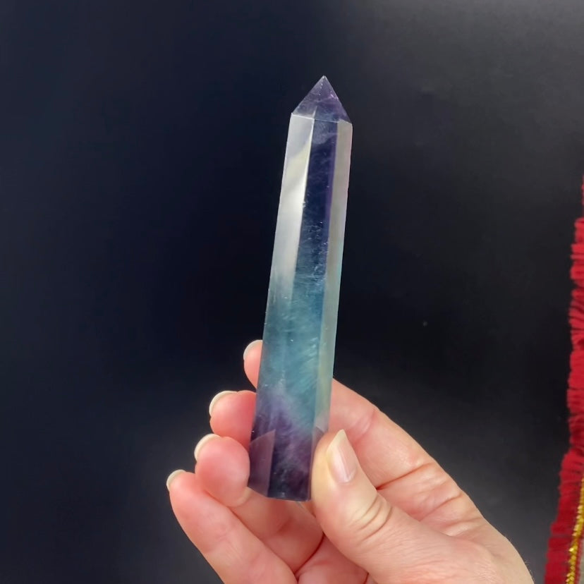 Purple and Green Fluorite Polished Tower