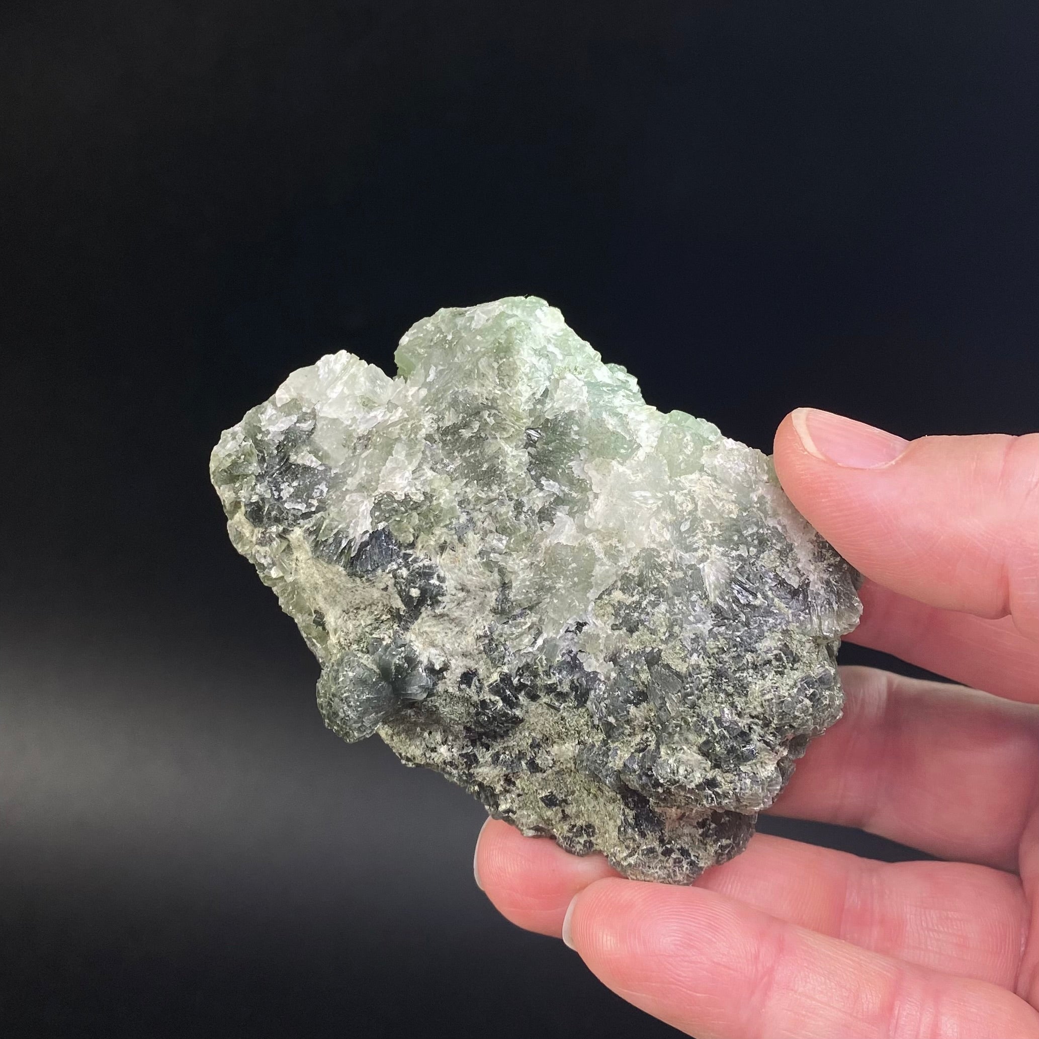 Light and Dark Green Prehnite Cluster