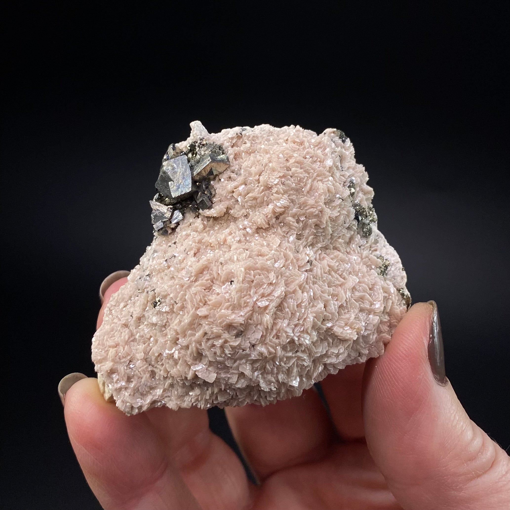 Kosovo Rhodochrosite Crystal Cluster with Arsenopyrite from Trepca Mines
