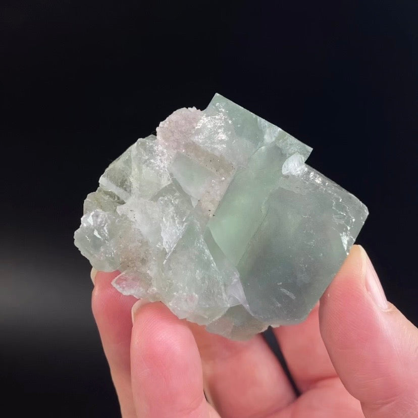 Green Fluorite Cluster with Druzy Quartz