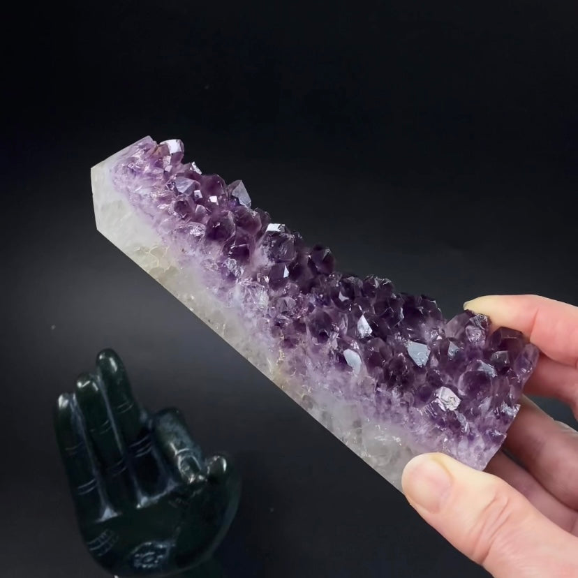 Deep Purple Amethyst Crystal Partial Polished Tower