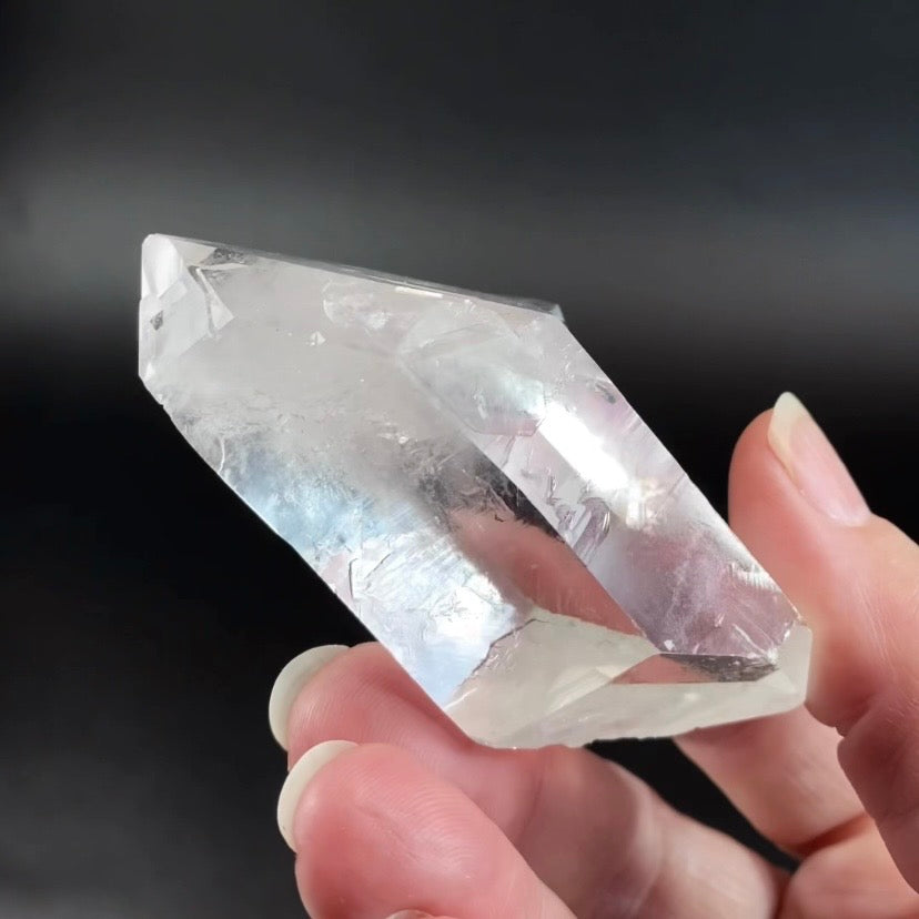 Water Clear Double Terminated Quartz Crystal with Starbrary Markings, Minas Gerais, Brazil